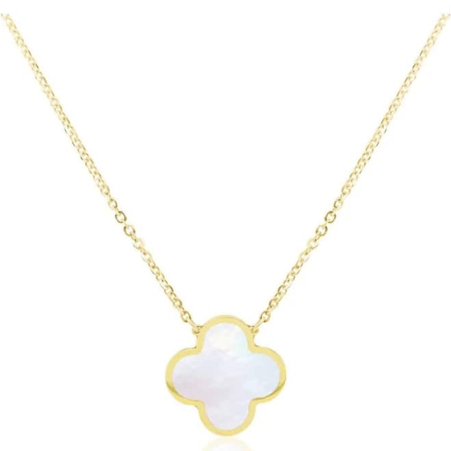 The Lovery Fine Jewelry Women's Extra Large Mother of Pearl Clover Necklace