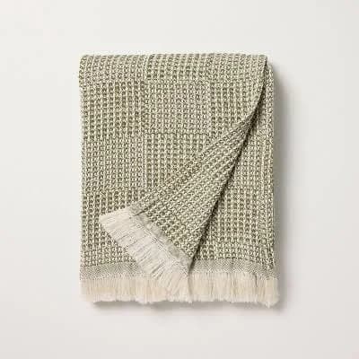 Hearth & Hand with Magnolia Checkered Knit Throw Blanket