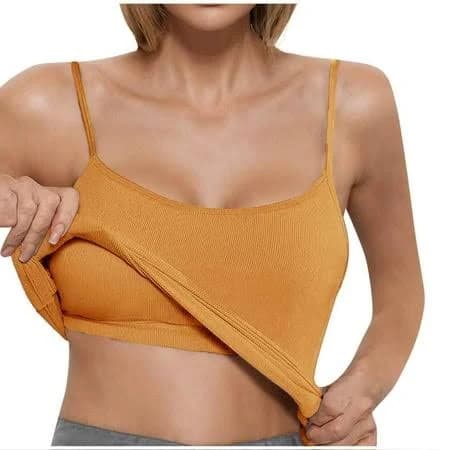 Staron Women's Ribbed Spaghetti Strap V-Neck Sleeveless Loose Tank