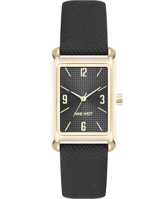 Nine West Women's Quartz Rectangular Saffiano Strap Watch