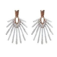Pearl Sunburst Statement Drop Earrings