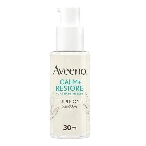 Aveeno Face CALM+RESTORE Triple Oat Serum 24-Hour Moisturisation For Sensitive Skin With Triple Oat Complex And Calming Feverfew Fragrance Free 30ml