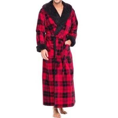 ADR Men's Full Length Fleece Bathrobe with Hood