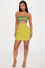 Piece of Love Rhinestone Mini Dress - Chartreuse | Fashion Nova