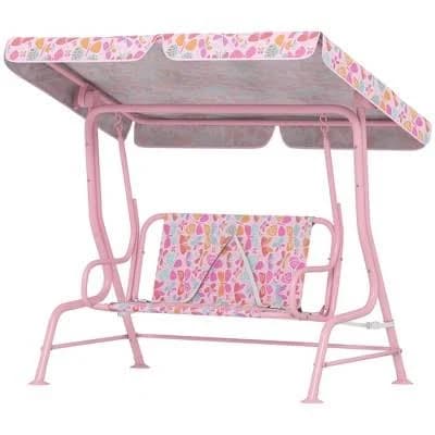 2-Seater Kids Patio Swing with Safety Belt