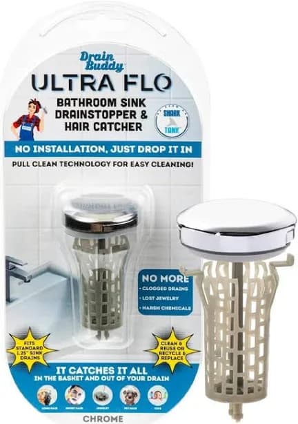 Drain Buddy Ultra Flo Bathroom Sink Drain Stopper and Hair Catcher
