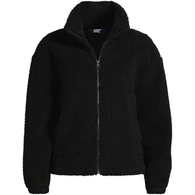 Lands' End Women's Shearling Zip Front Fleece Jacket
