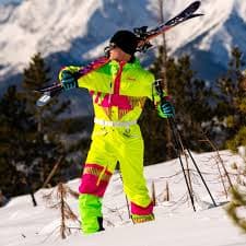 Ski Onesie | Mens Neon Yellow Retro