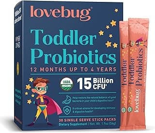 Kids Probiotic Powder with Prebiotic Fiber - Toddler Immunity Support & Constipation Relief - USDA Organic Probiotics for Childrens Gut & Digestive Health (Ages 1-4) - 30 Pack (Unflavoured)