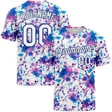 Custom Graffiti Pattern White-Royal 3D Abstract Watercolor Performance T-Shirt