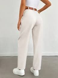 EURMUSE Women Solid Color Pleated Straight Loose Daily Casual Commuting Long Pants | SHEIN USA