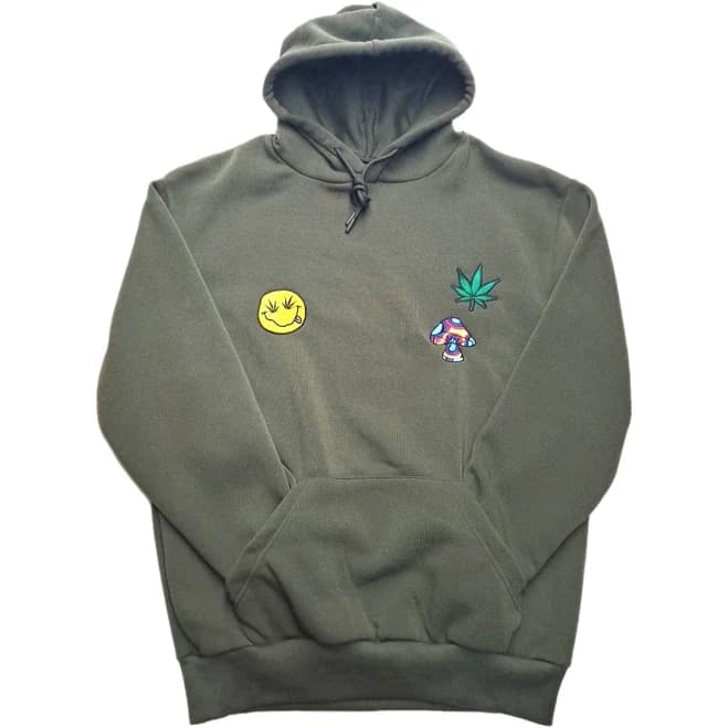 Original Deluxe Hoodie Size M Womens Fleece Olive Green Embroidered