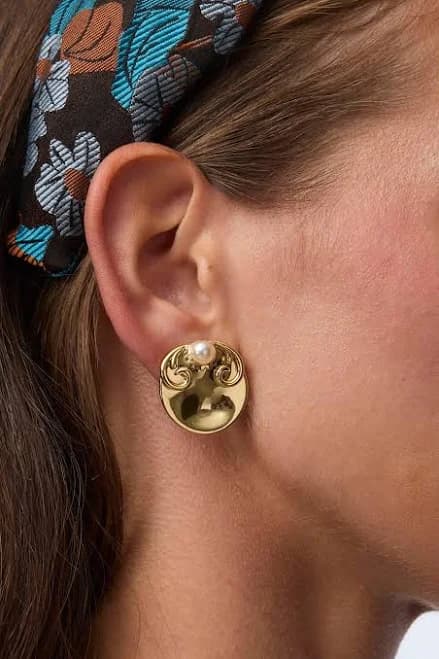 Lele Sadoughi Filigree Disk Button Earrings