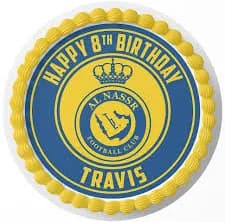 Al Nassr FC Edible Cake Image Topper Birthday Cake Sheet Round