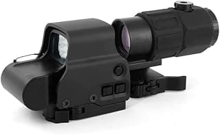 558 Holographic Sight and G45 5X Magnifying Glass Combo, Red and Green Dot Reflex Scope, Installation Special Quick Detachable Mount, for 20mm Rail