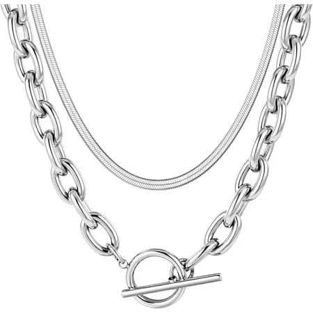 18K Gold Layered Chunky Paperclip Chain Necklace