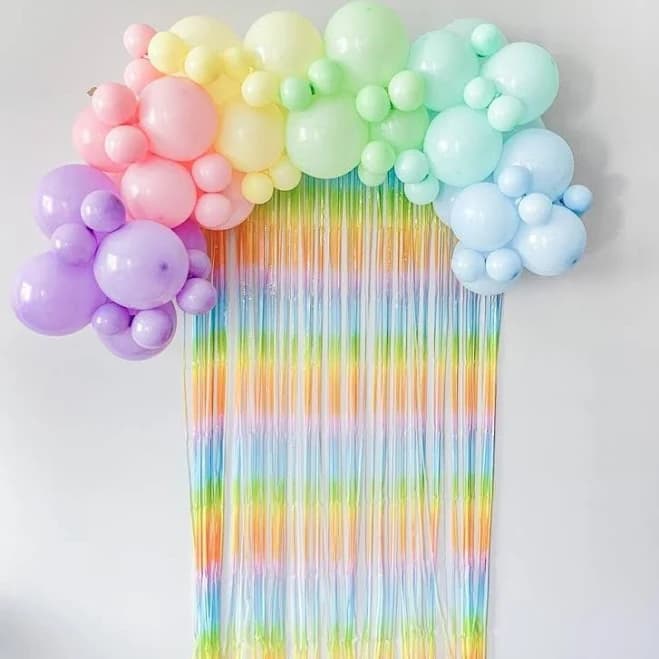 DIY Rainbow Pastel Colored Balloon Arch Kit, Rainbow Theme Baby Shower, Multicolor Birthday Party Balloons Garland, Rainbow Curtain Backdrop