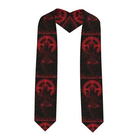 Rateoe Red Gothic Skeleton Throne Pattern Graduation Shawl Stole Elegant Stole for Graduates ,Graduation Gown Accessory, Academic Stole-Sharp Corner,