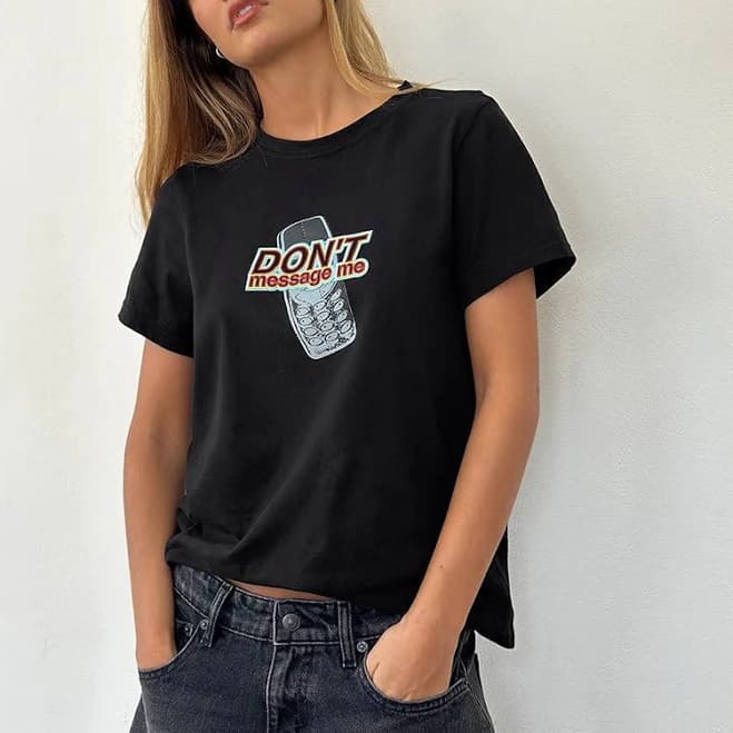 Saki Tee with Don't Message Me Graphic