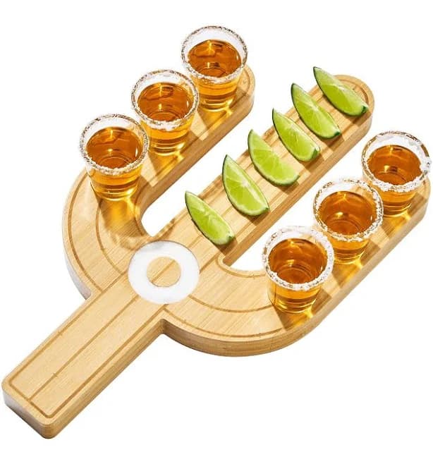 Cactus Tequila Tray & Shot Glasses Set
