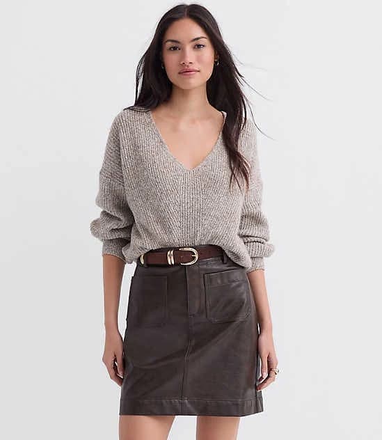 Loft Women's Petite Angled Ribbed V-Neck Sweater