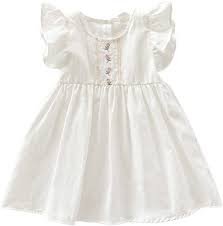 Amazon.com: Tie Girls Dress Kids Toddler Baby Girls Spring Summer Print Cotton Sleeveless Ruffle Princess Dress (White, 2-3 Years) : Clothing, Shoes & Jewelry