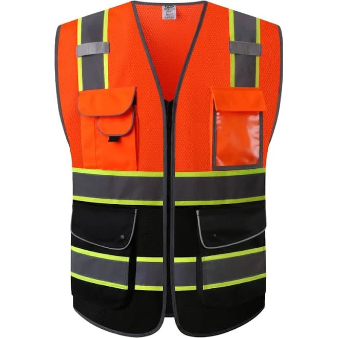 JKSafety Hi-Vis Mesh Reflective Safety Vest with 9 Pockets