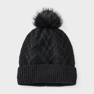 Cat & Jack Girls' Cable Heart Beanie Hat