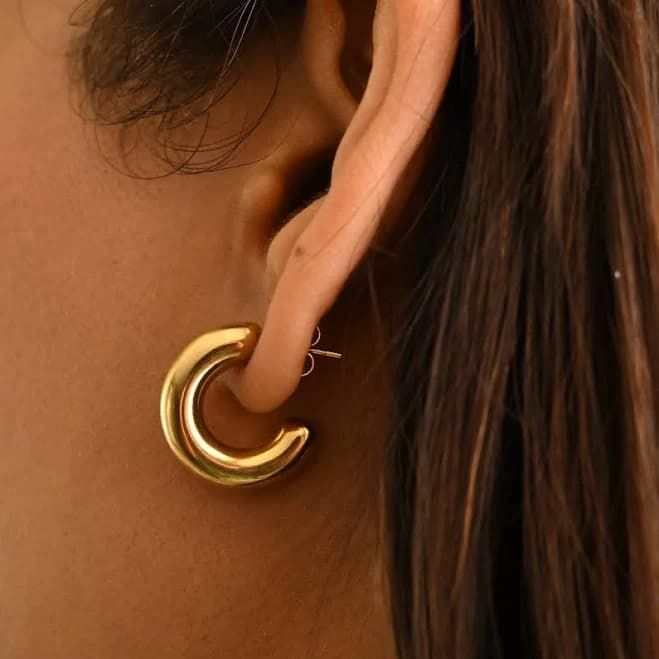 18K Gold Minimalist Open Hoop Earrings