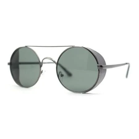 Retro Double Bridge Cafe Racer Round Circle Sunglasses