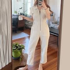 Jiyugala Women's Jumpsuit Cropped Utility Jumpsuit Casual Short Sleeve Jumpsuits Zip Up Outfit with Pockets Jumpsuits for Women - Walmart.com