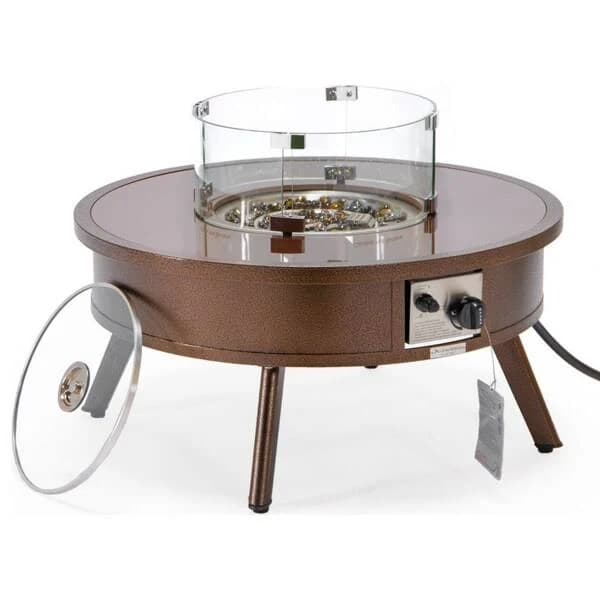 LeisureMod Walbrooke Outdoor Patio Round Fire Pit Side Table