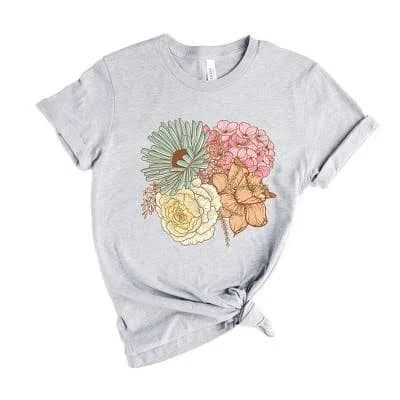 Simply Sage Market Colorful Flower Bouquet Short Sleeve Graphic Tee