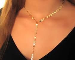 Lariat Necklace Women's Lariat Y Necklace - Dainty Gold Beaded Chain Long Layered Necklace Gold Y-shaped Layered Chain Necklace For Women