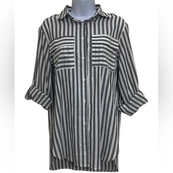 The Unbranded Brand Striped Blouse with Collared Neckline