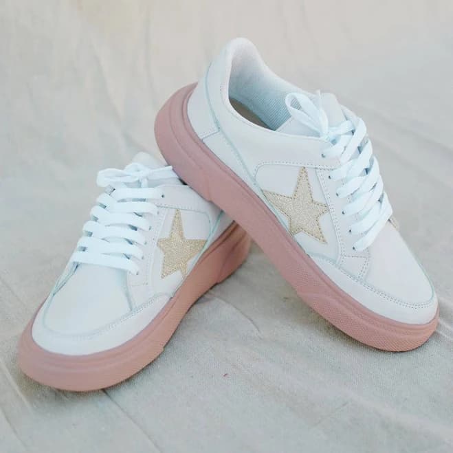 White Sneakers With Pink Sole | Select Trends Boutique