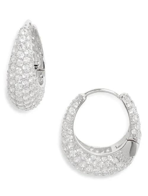 Nordstrom Cubic Zirconia Pavé Oval Hoop Earrings