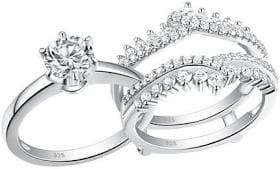 Women's Newshe Wedding Rings for Engagement Ring Enhancer Band Bridal Set Sterling