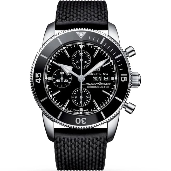 Breitling Superocean Heritage Chronograph 44 Stainless Steel Rubber Strap Watch
