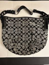 Authentic Coach B06K - 6279 Signature Trim/Leather Hobo Purse Handbag (D8)