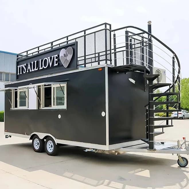 Stainless Steel Food Truck Trailer Mobile Kitchen Catering Van Customizable Food Truck Street Mobile
