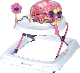 Trend Activity Walker with Removeable Toy Bar, Multi-Directional Front Wheels, Tray, Adjustable Height and Flat Fold Frame for Storage, Ages 6 Months +, Emily Pink