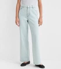 Loft Women's High Rise Wide Leg Pearlized Jeans