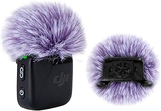 SUNMON Microphone Pop Filter, Mic Cover Furry Foam for DJI Mini Microphone (2PCS/Purple)