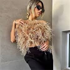 Amazon.com: 100% Natural Ostrich Hair Bra Underwear Women's Fur Coat Real Ostrich Fur Mini Skirt : Sports & Outdoors
