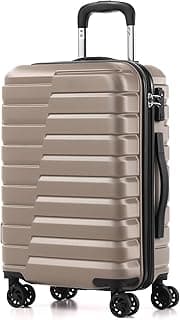 Carry On Luggage Airline Approved with Spinner Wheels, Hard Shell Suitcase TSA Lock Lightweight Travel Luggage 20-inch,Brown