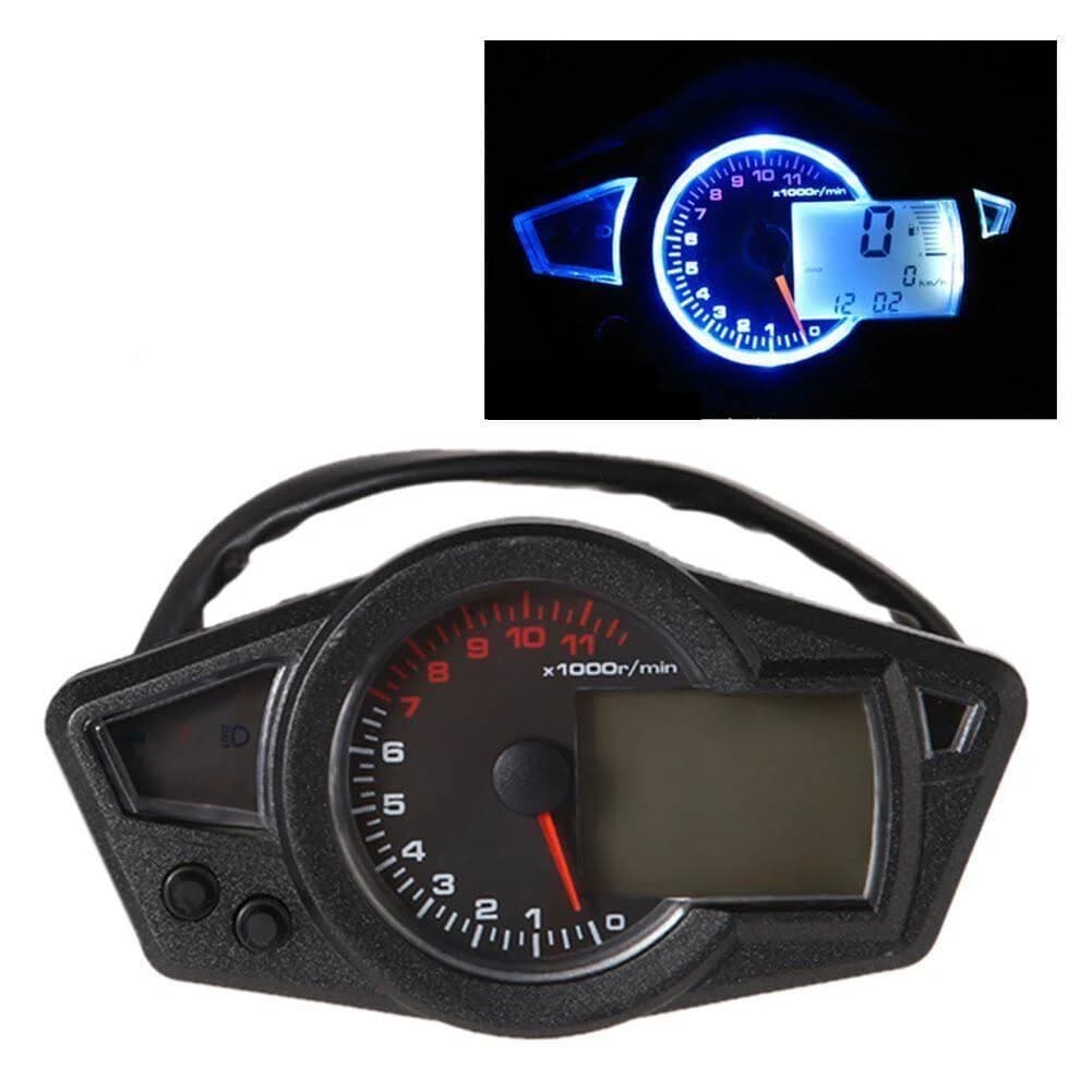 Tachometer Motorcycle Universal Digital LCD 1-6 Gear Odometer Speedometer