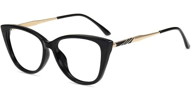 Firmoo Black Cat-eye Prescription Glasses Metal Frame MT16323