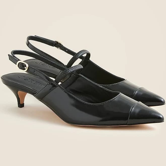 J.Crew Women's Robin Mary Jane Kitten Heels in Spazzolato Leather