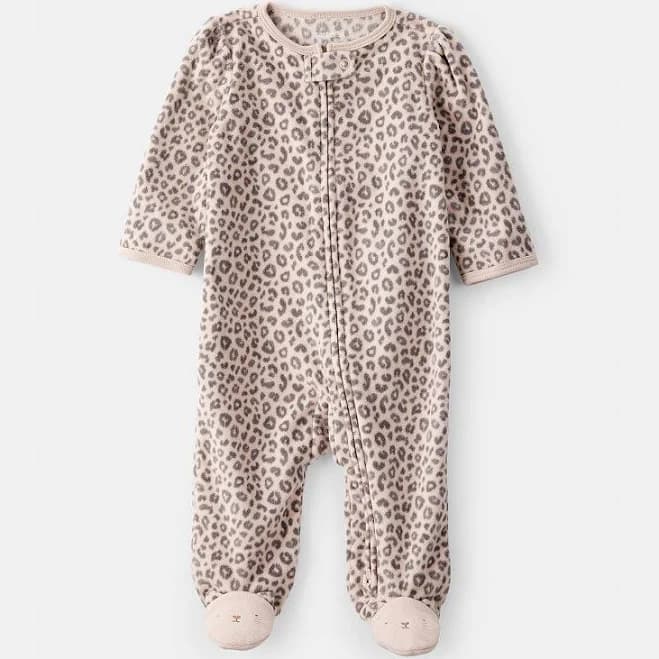 Carter's Baby Girl Leopard Print Loose Fit Sleep and Play Pajamas